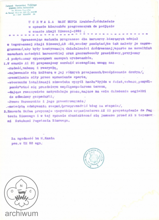 Plik:1982 Krakow Hufiec Srodmiescie Uchwala kierunki programowe Akcja Zimowa 82.jpg