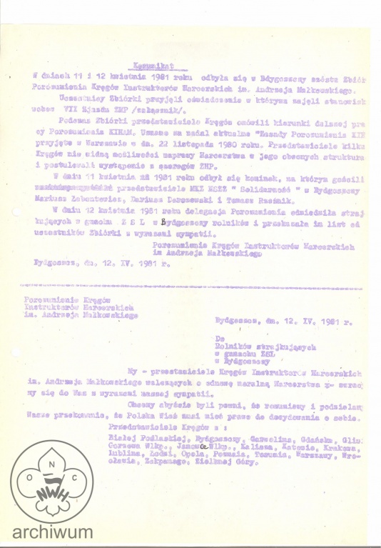 Plik:1981-04-12 Bydgoszcz Komunikat ze zbiorki RP KIHAM i apel poparcia dla strajkujacych rolnikow.jpg