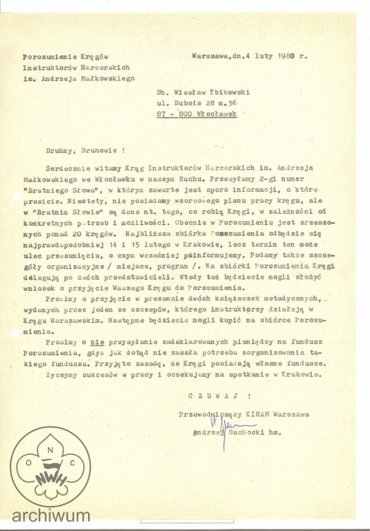 Plik:1981-02-04 Warszawa pismo do Wloclawka o przyjeciu do RP KIHAM.jpg