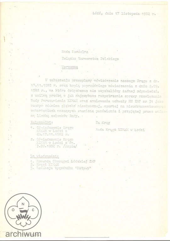 Plik:1982-11-17 Lodz pismo do oswiadczenia KIHAM Choragwi Lodzkiej.jpg