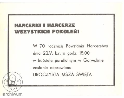 1981-05-22 Garwolin informacja o Mszy sw w 70 rocznice powstania harcerstwa.jpg