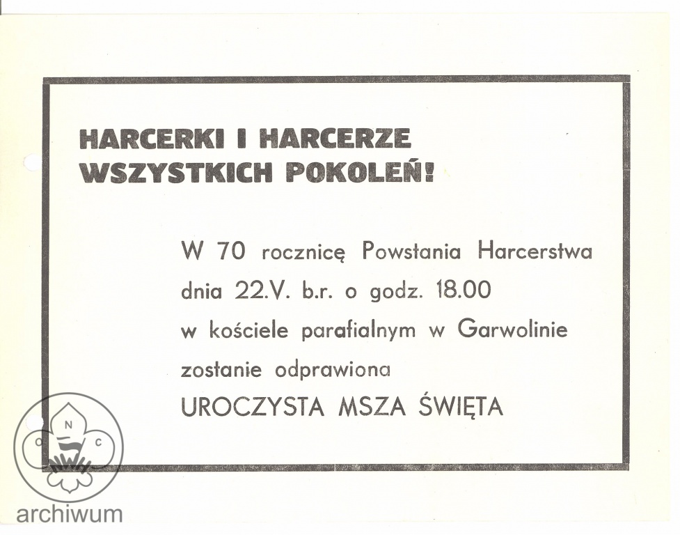 Plik:1981-05-22 Garwolin informacja o Mszy sw w 70 rocznice powstania harcerstwa.jpg