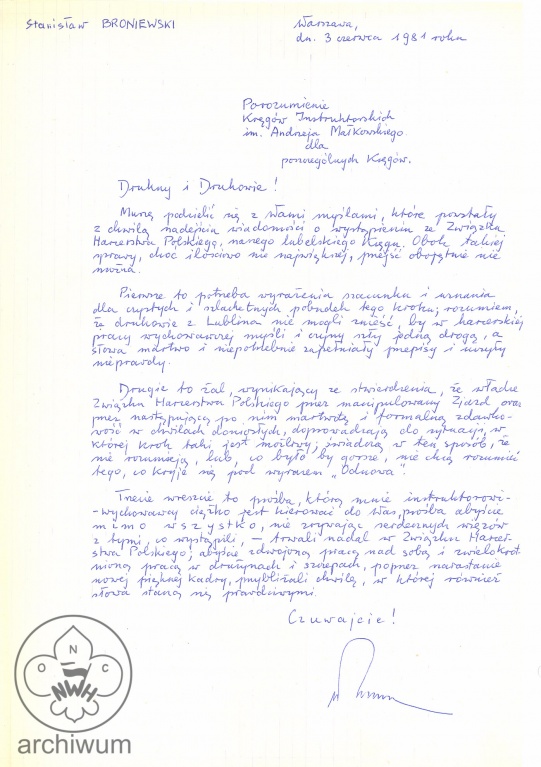 Plik:1981-06-03 rekopis listu Stanislawa Broniewskiego Orszy do RP KIHAM.jpg