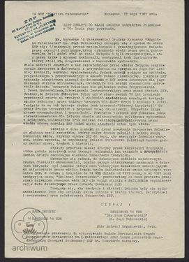 1981-05-22 Warszawa, List otwarty 14 WDH do władz ZHP w 70-lecie jego powstania.jpg