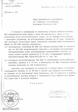 1982-08-15 Warszawa odpowiedz CKI ZHP na stanowisko rady KIHAM CHor Krakowskiej ws rozwiazania przez RN ZHP Porozumienia KIHAM.jpg